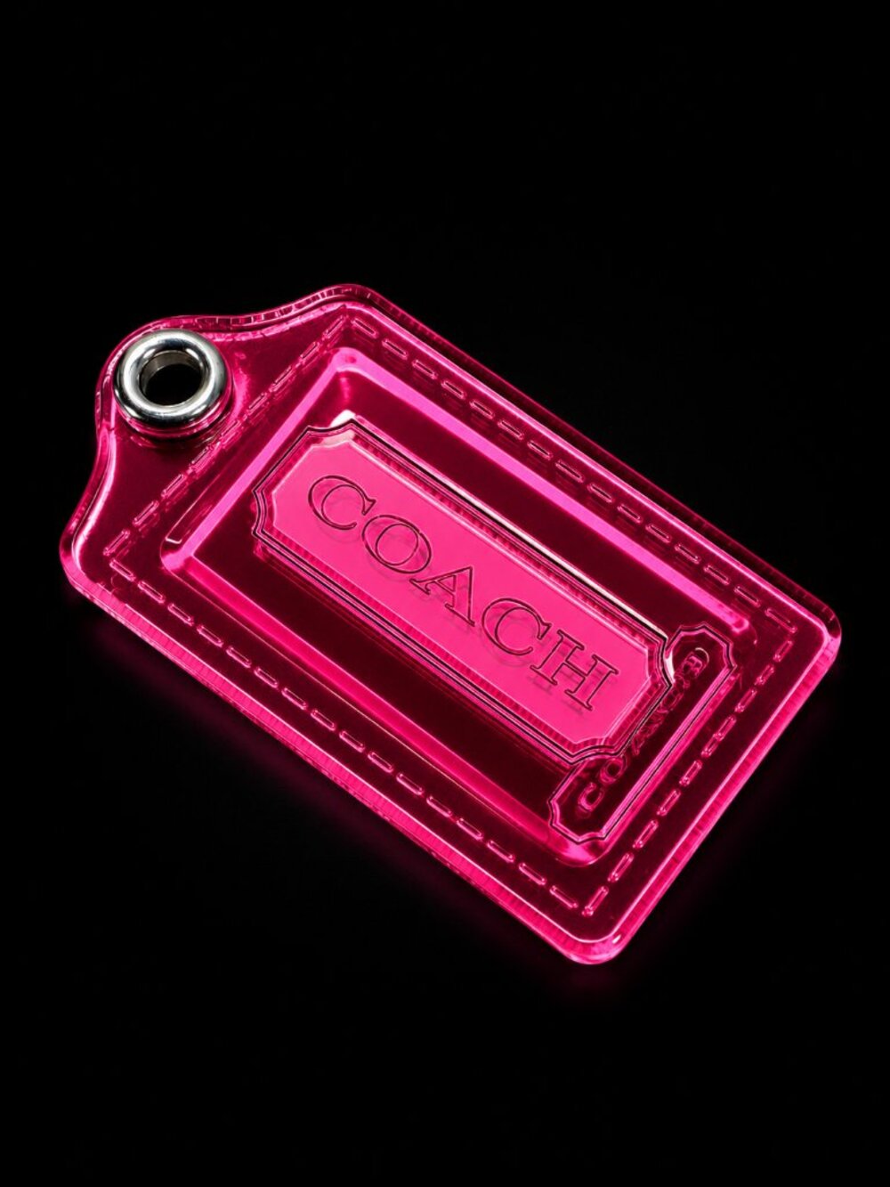 COACH POPPY Hot Pink Acrylic Hangtag Keychain Charm Rare Fob - Picture 10 of 10